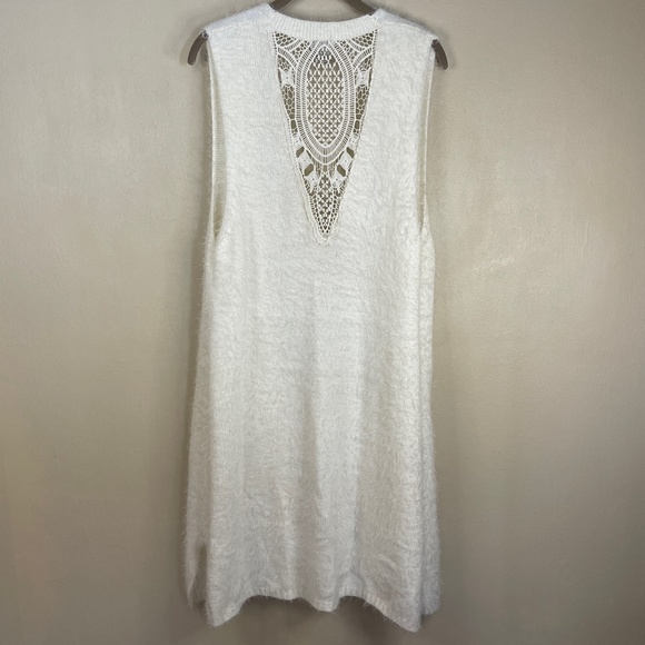 Escio Ivory Eyelash Open Front Longline Sweater Vest Size M - Picture 3 of 8